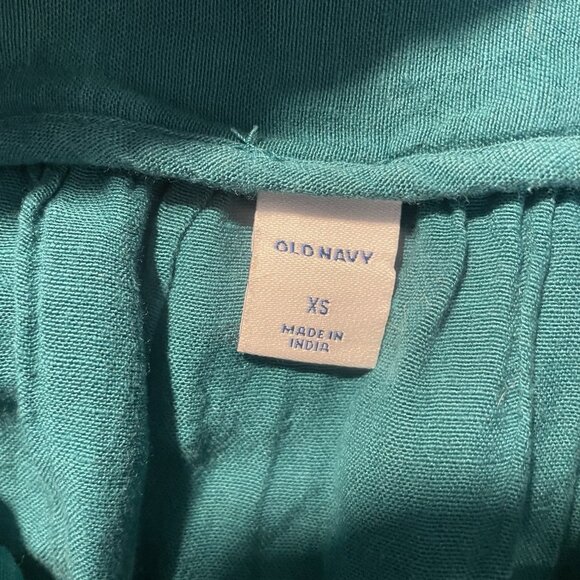 Old Navy Shirt Womens XS Turquoise Crochet Sleeve Square Neck Short Slv Blouse - Picture 2 of 6